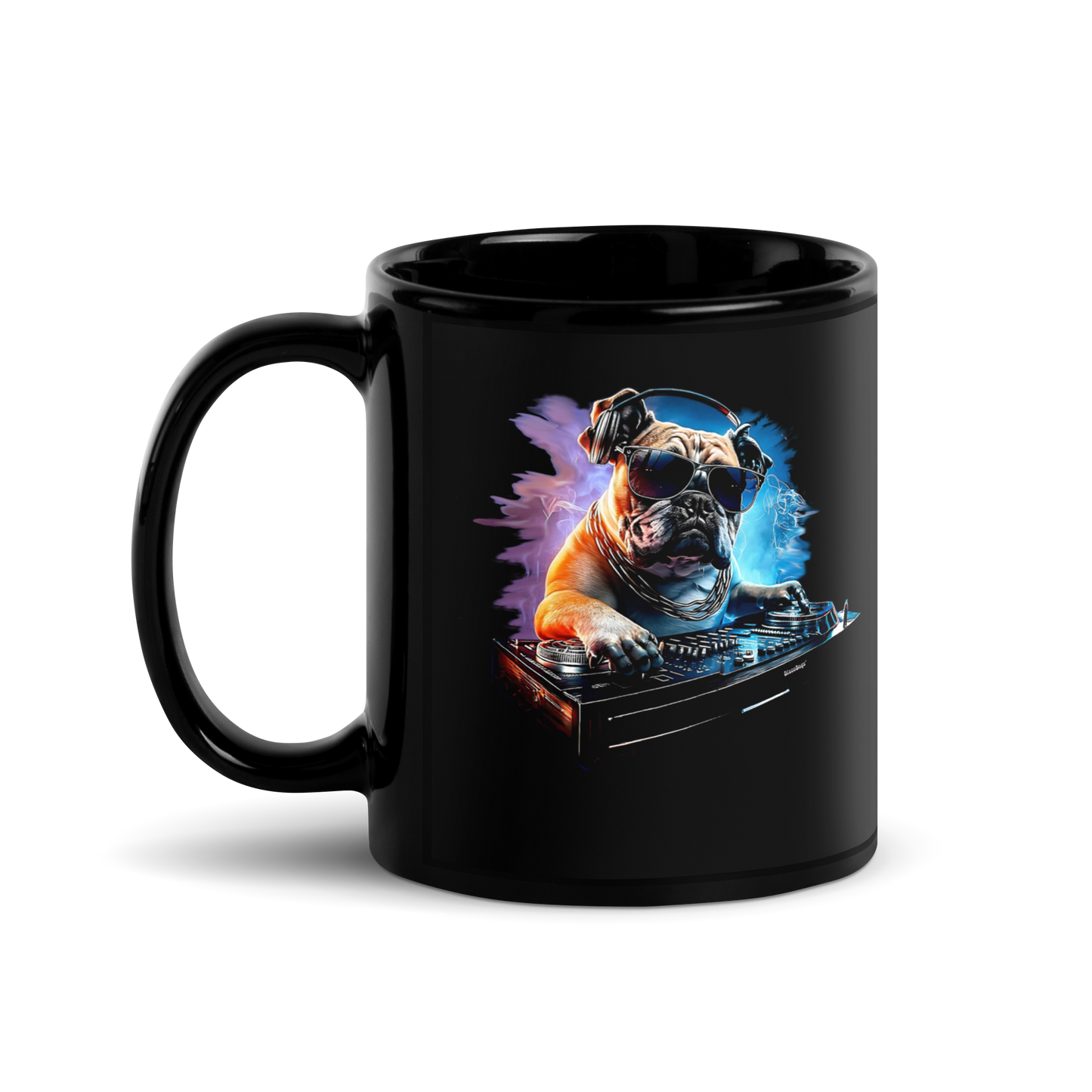 DJ Bulldog Black Mug