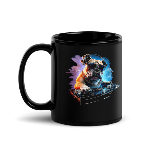 DJ Bulldog Black Mug