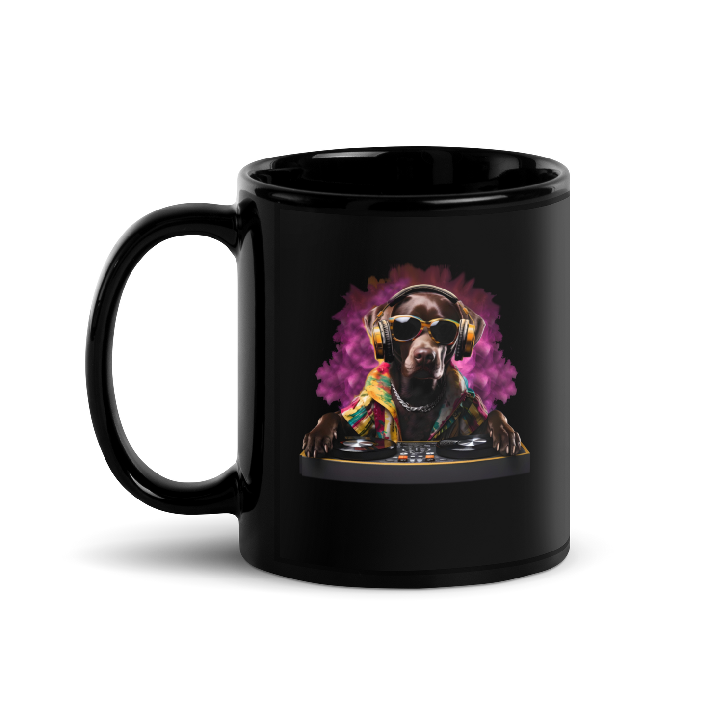 DJ Choc Labrador Black Mug