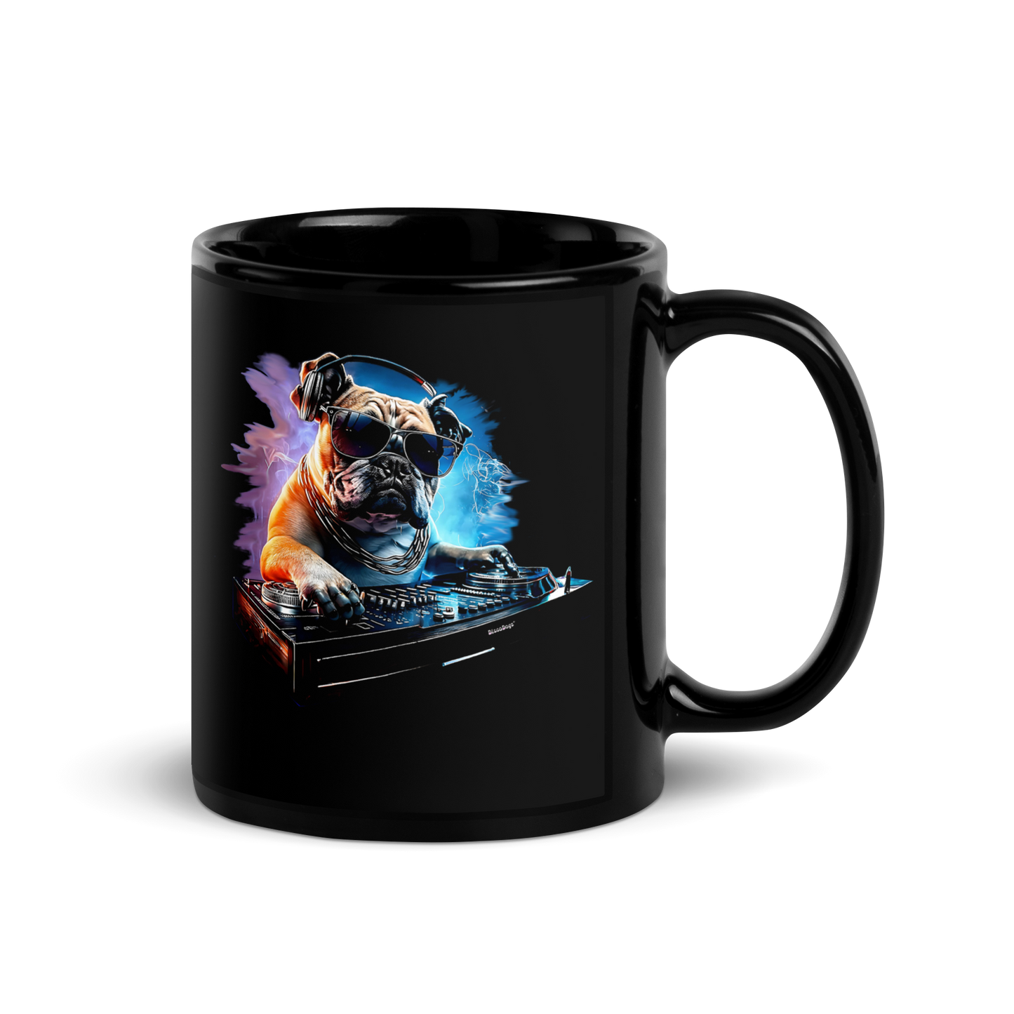 DJ Bulldog Black Mug