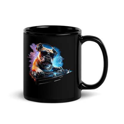 DJ Bulldog Black Mug