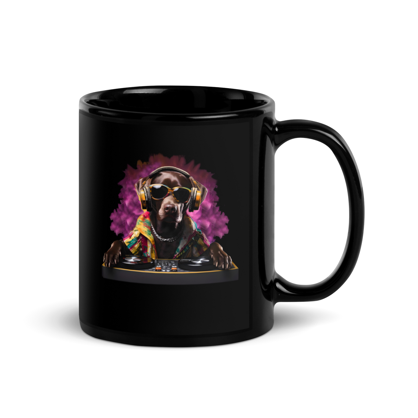 DJ Choc Labrador Black Mug