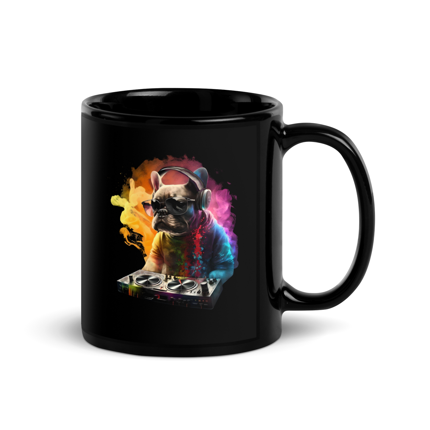 DJ Frenchie Black Mug