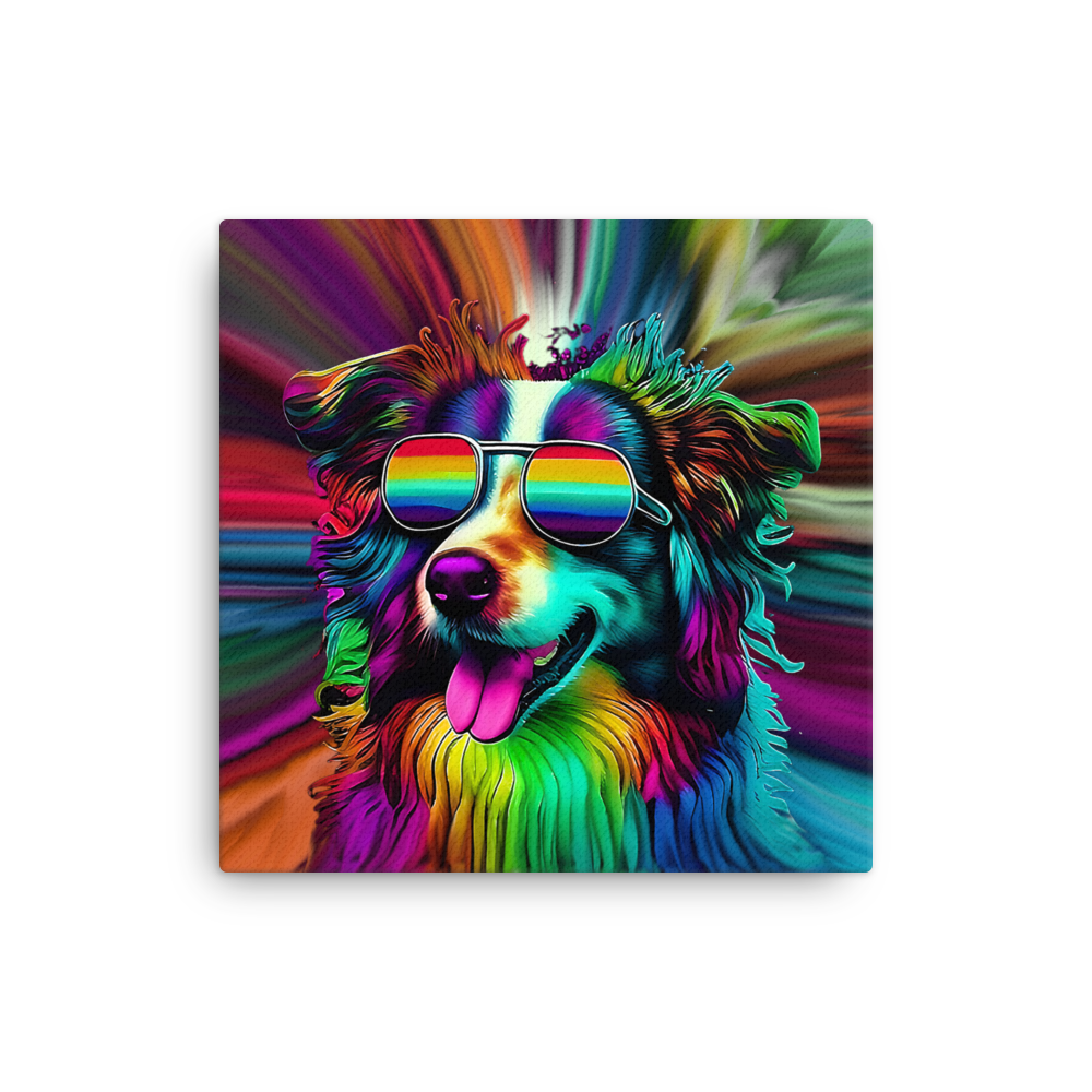 Psychedelic Border Collie Canvas