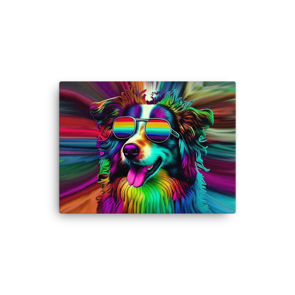 Psychedelic Border Collie Canvas