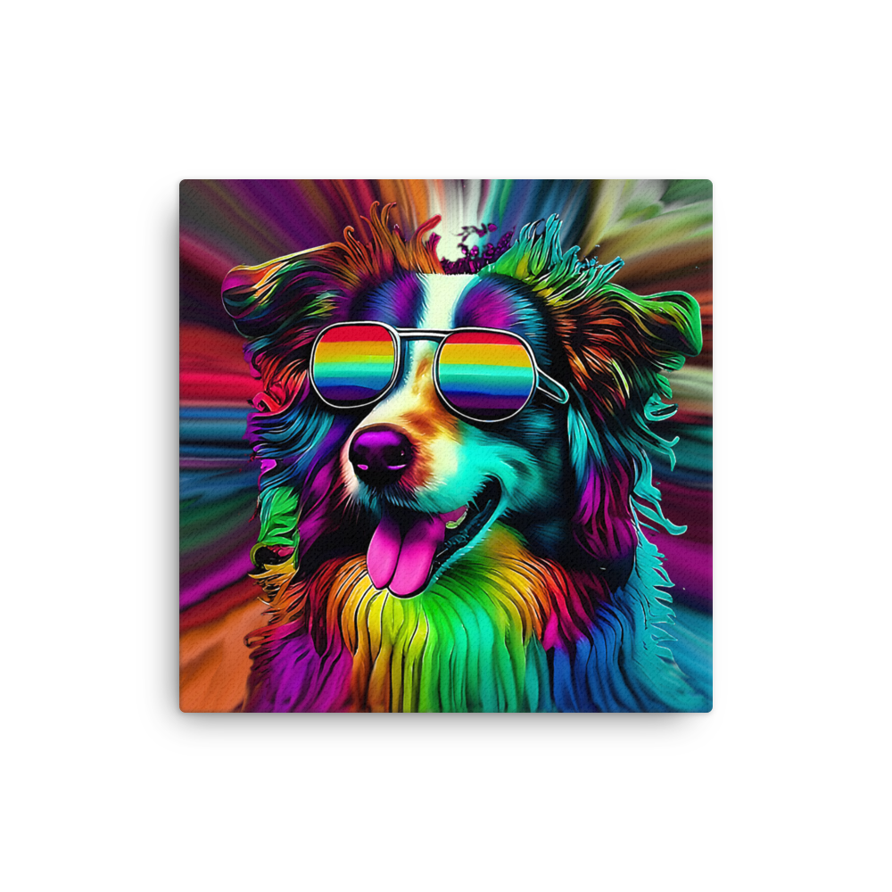 Psychedelic Border Collie Canvas