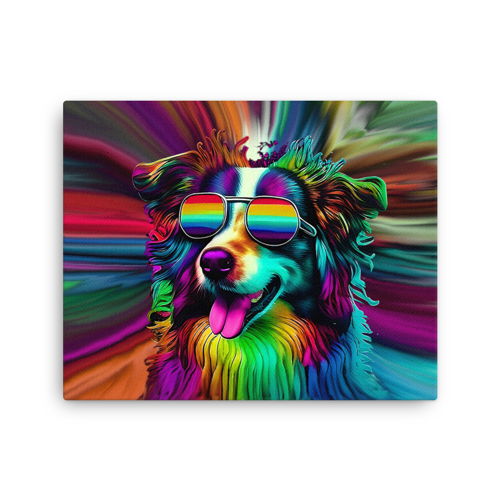 Psychedelic Border Collie Canvas