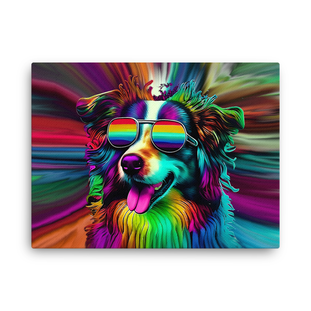 Psychedelic Border Collie Canvas