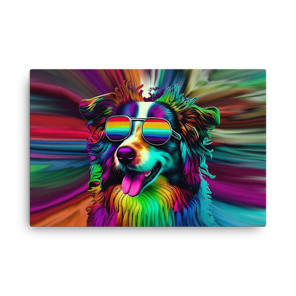 Psychedelic Border Collie Canvas